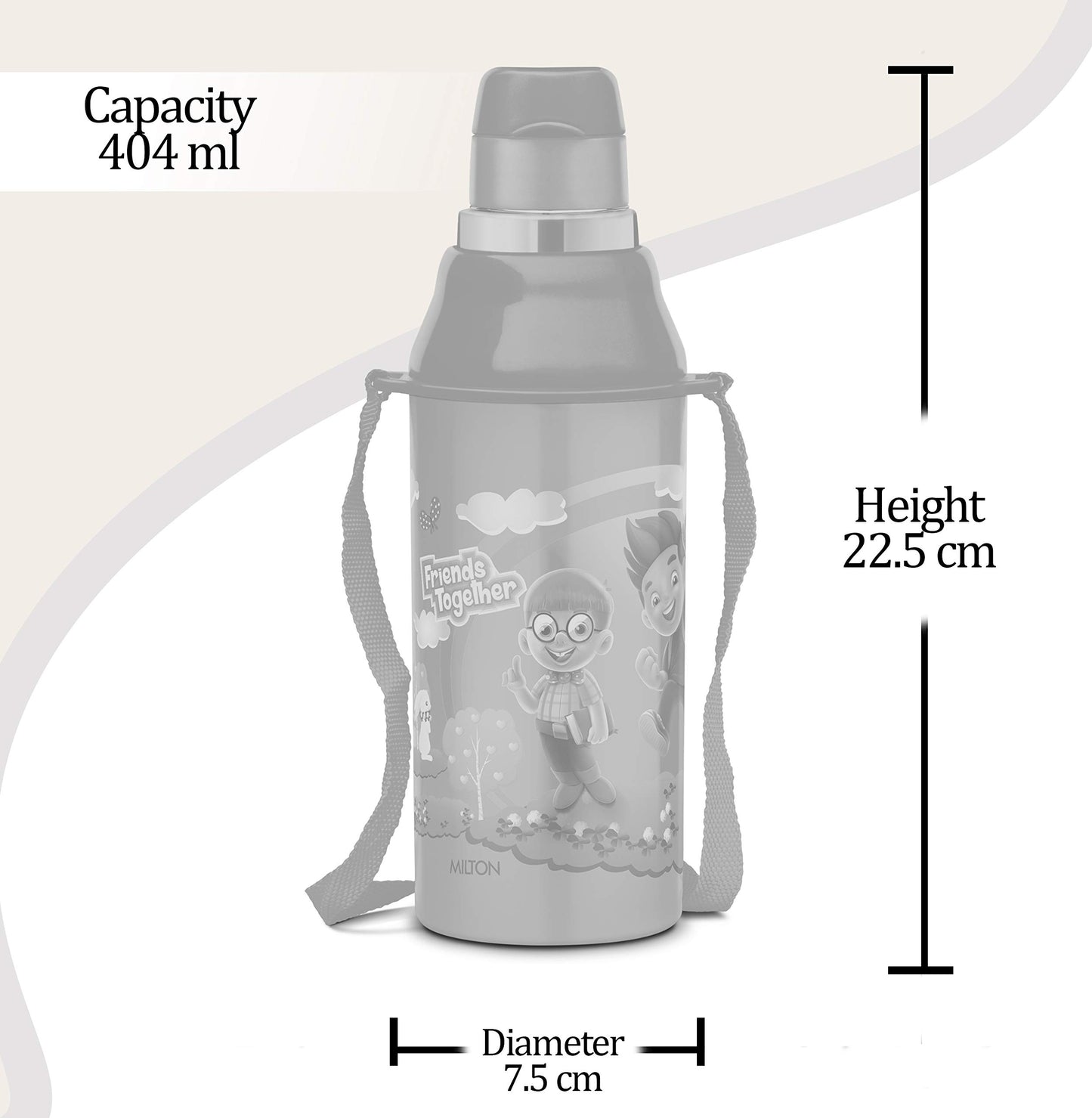 Milton Kool Steelight 400 Kids Plastic Insulated Water Bottle with Straw, 404 ml, Sipper Bottle, Leak Proof, BPA Free, Food Grade, School & Picnic Bottle, Pearl Blue