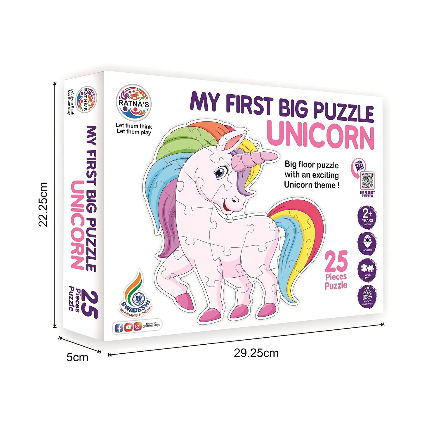 Ratna's My First Big Puzzle Unicorn 25 Pieces Jigsaw Puzzle for Kids | A Perfect Jumbo Jigsaw Floor Puzzle for Little Hands