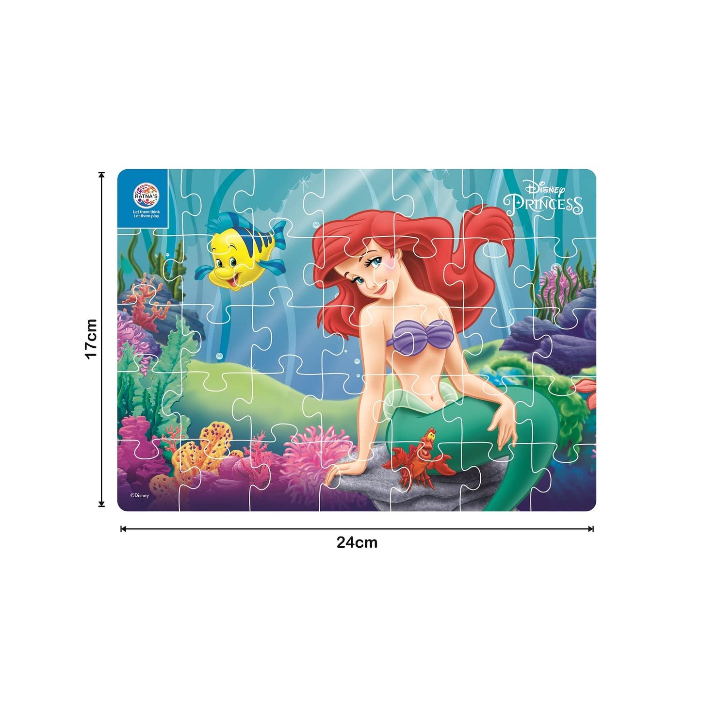 Ratna's 4 in 1 Disney Jigsaw Puzzle 140 Pieces for Kids. 4 Jigsaw Puzzles 35 Pieces Each (Mermaid Ariel)