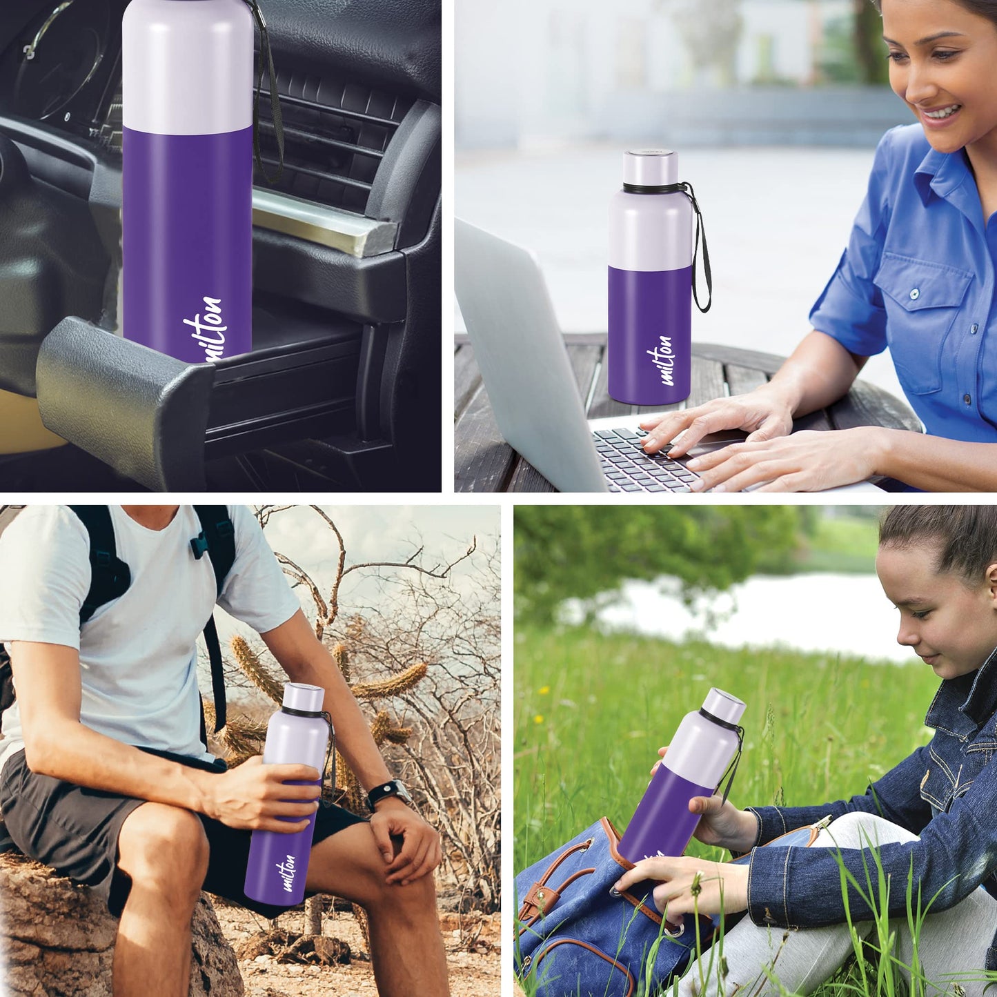 Milton Ancy 750 Thermosteel Water Bottle, 750 ml, Violet | 24 Hours Hot and Cold | Easy to Carry | Rust Proof | Tea | Coffee | Office| Gym | Home | Kitchen | Hiking | Trekking | Travel Bottle