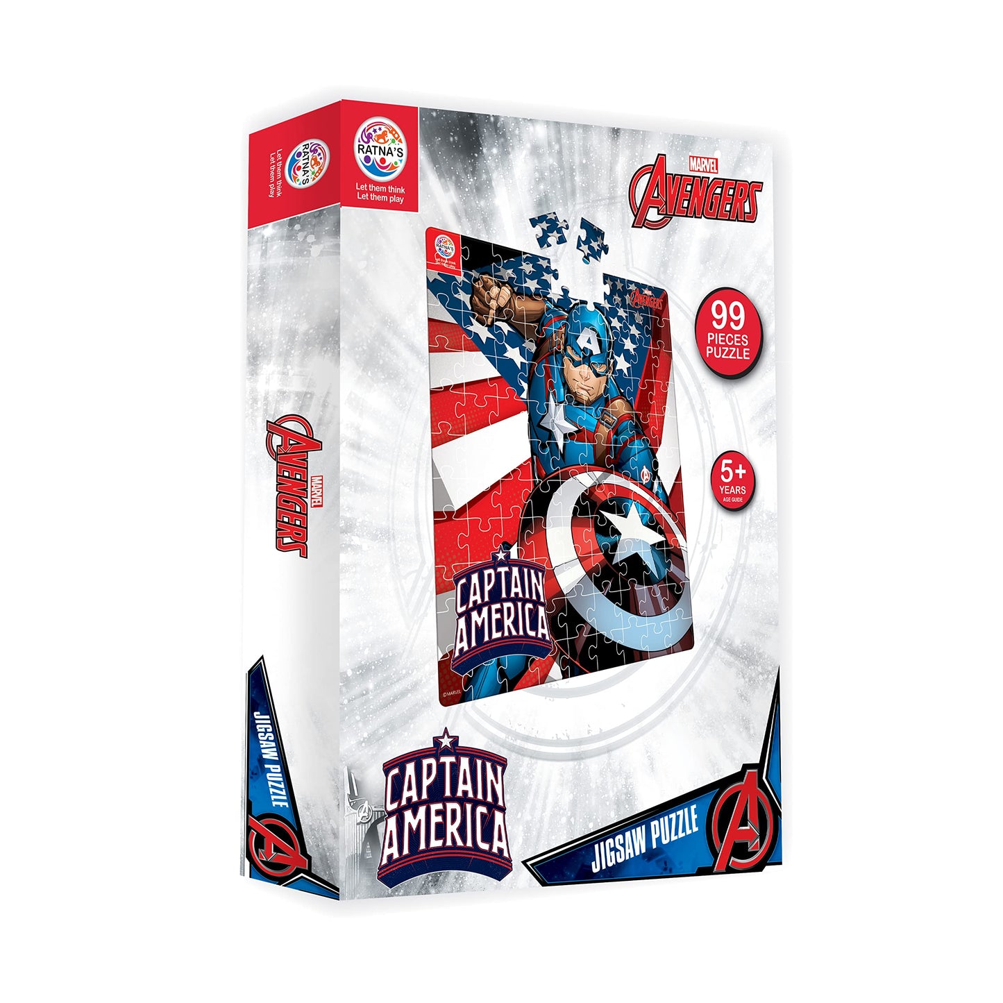 Ratna's 99 Pieces Disney & Marvel Series Jigsaw Puzzle for Kids. Puzzle Size 44.5cm X 37cm (Captain America)