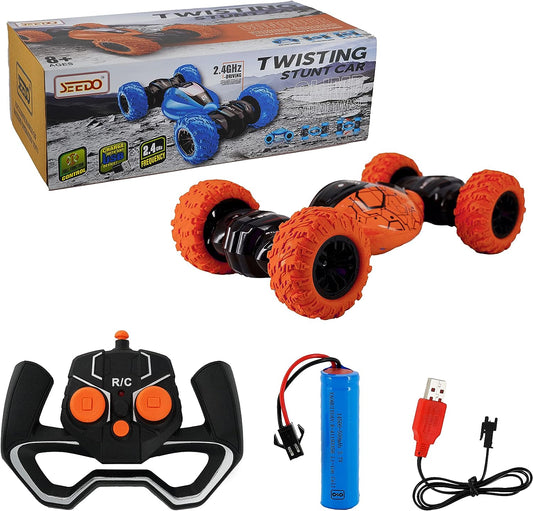 SEEDO Remote Control Rechargeable Twisting Stunt Car 1:16 Scale 360 Degree Double Sided Rotation 2.4 GHz All Terrain RC Vehicle Toy with Multi Line Technology for Kids