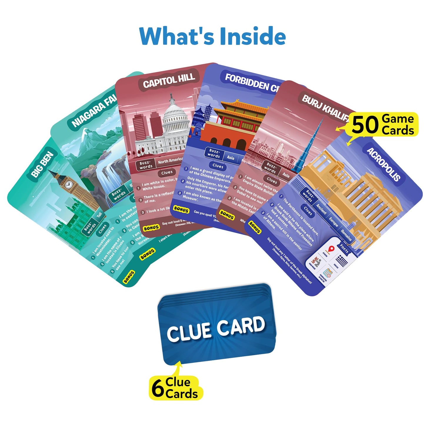 Skillmatics Card Game - Guess in 10 Legendary Landmarks, Educational Travel Toys for Boys, Girls, and Kids Who Love Board Games, Geography and History, Gifts