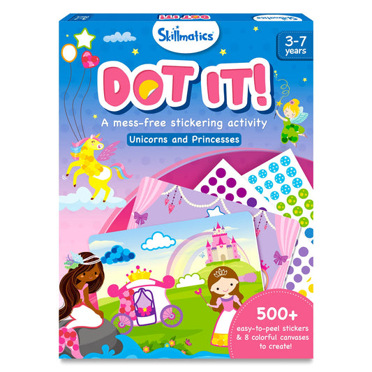 Skillmatics Art Activity - Dot It Unicorns & Princesses, No Mess Sticker Art for Kids, Craft Kits, DIY Activity, Gifts