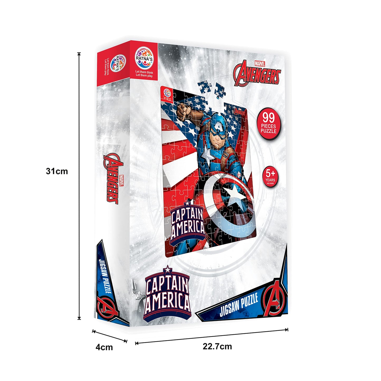 Ratna's 99 Pieces Disney & Marvel Series Jigsaw Puzzle for Kids. Puzzle Size 44.5cm X 37cm (Captain America)