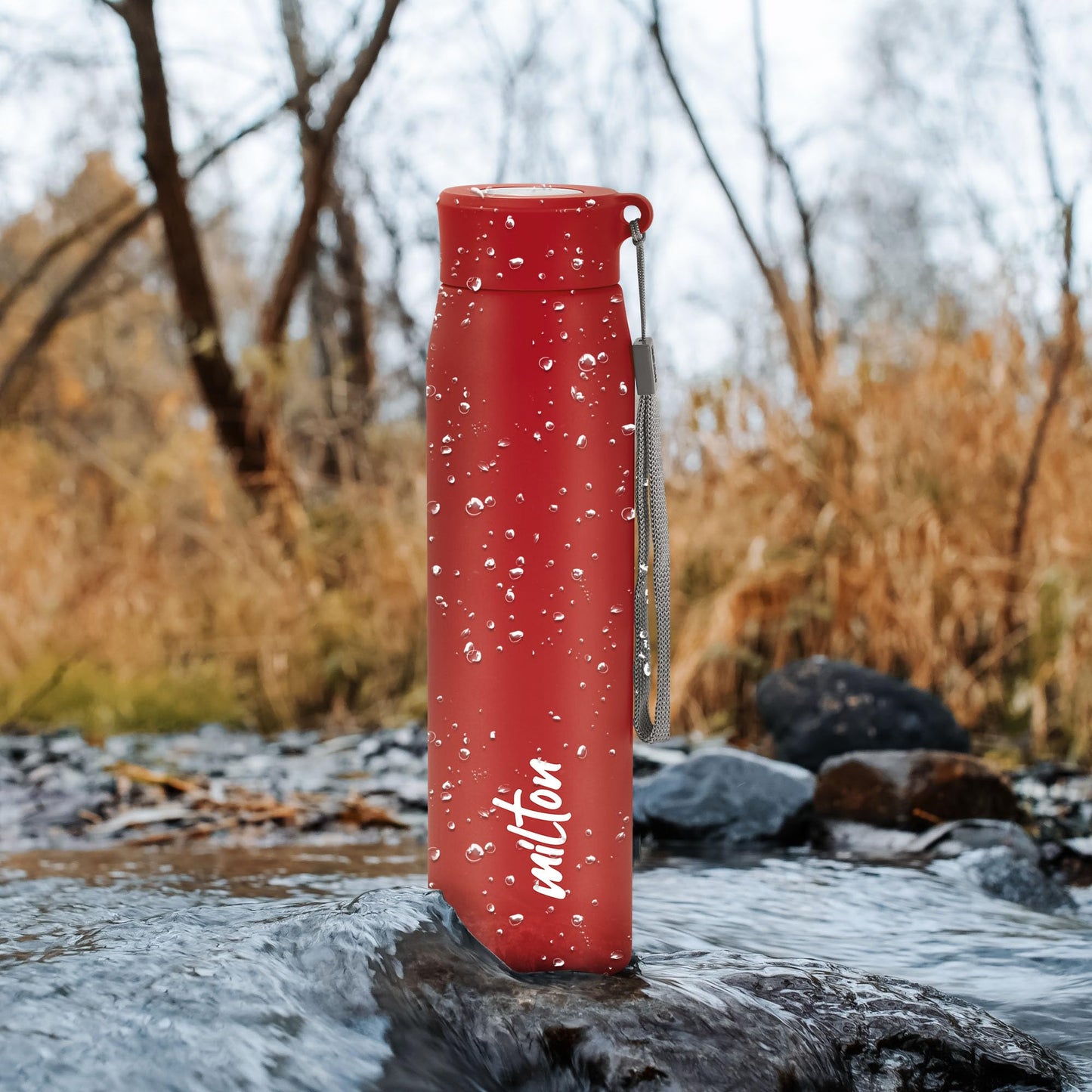 Milton Handy 850 Stainless Steel Water Bottle, 780 ml water bottles, Single walled, Leak-Proof, Rust-free Steel Bottle, Easy Grip, Easy to Carry, Travel Bottle, Red