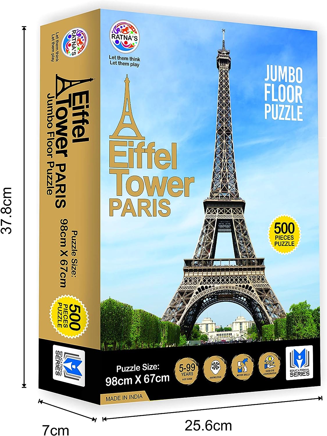 Ratna's Jumbo Floor Puzzle Eiffel Tower 500 Pieces Jumbo Jigsaw Puzzle Size (98 cm X 67 cm)