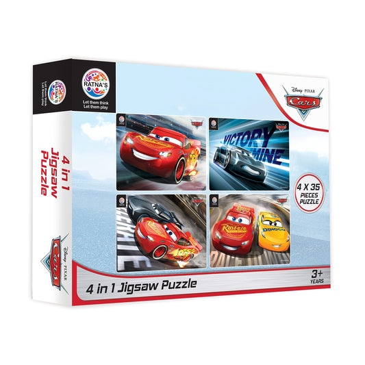 Ratna's 4 in 1 Disney Jigsaw Puzzle 140 Pieces for Kids. 4 Jigsaw Puzzles 35 Pieces Each (Cars)