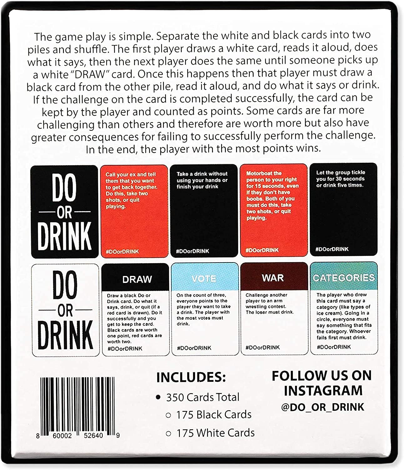 Do or Drink Drinking Card Games for Adults - Fun Adult Games for Game Night & Parties - Bachelorette Party Games with 350 Cards & 175 Challenges That Will Get You Drinking