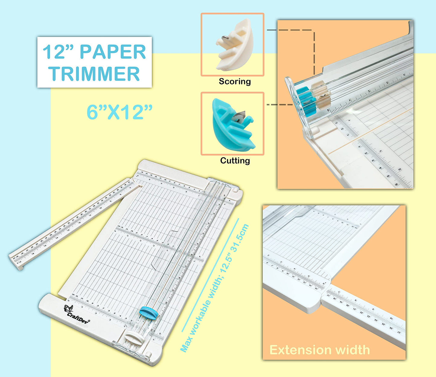 Score Board and Paper Trimmer (6" x 12") for Scrapbooking Art & Craft Card Box Making Scoring