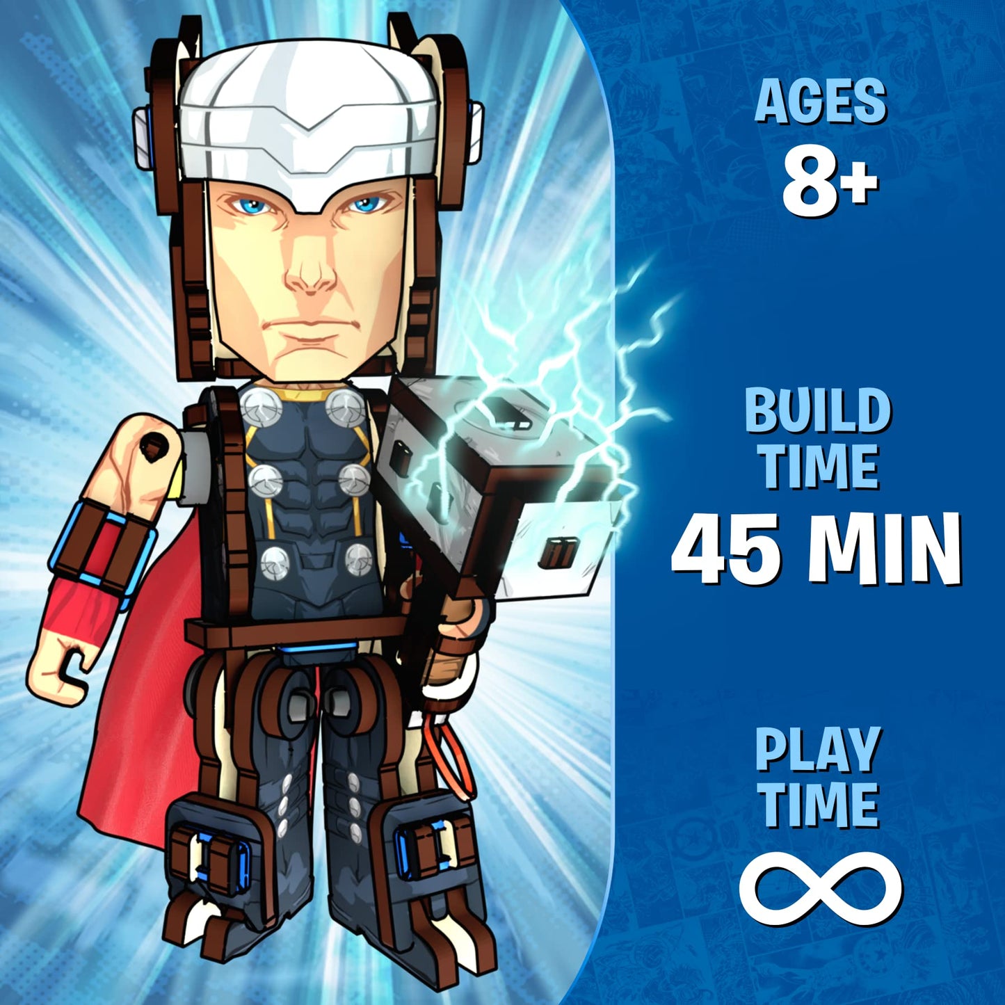 Skillmatics Marvel Stem Building Block Toy - Buildables Thor, Gifts For Ages 8 & Up, Diy Action Toy Figures & Collectibles