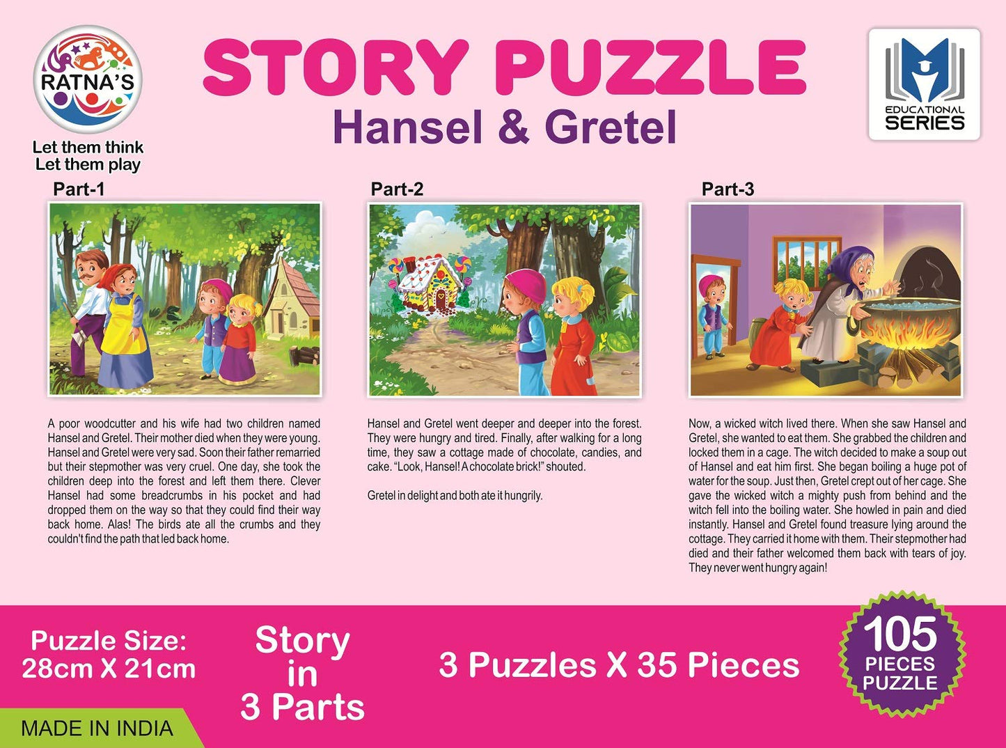 Ratna's Story Jigsaw Puzzle Hansel & Gretel 105 Pieces Puzzle (35 Pieces x 3 Puzzles)