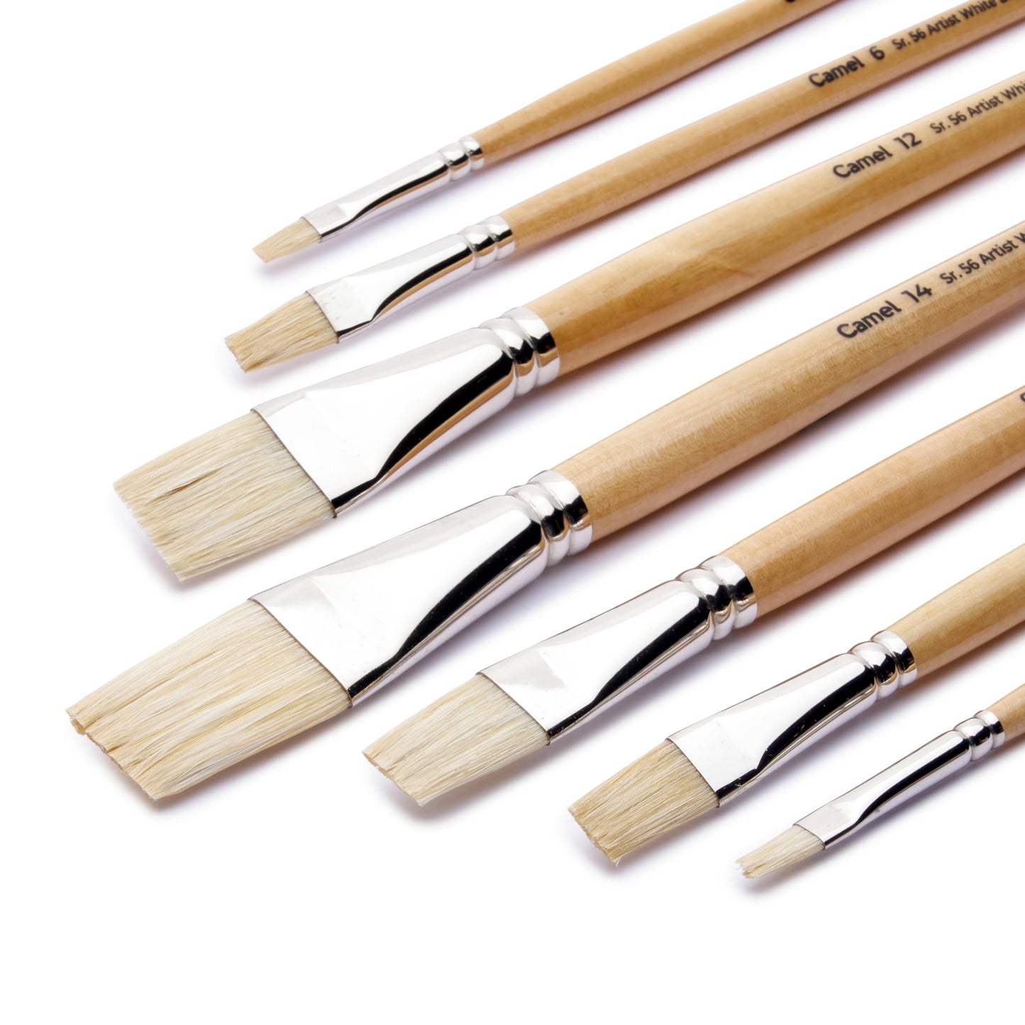 Camel Artist White Bristle Brushes Flat - Series 56