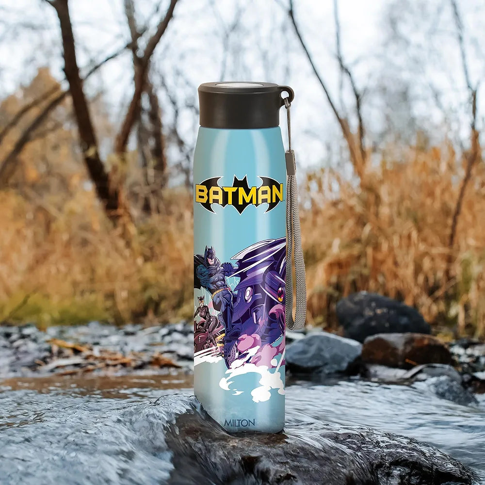 Milton Handy Design 850 Stainless Steel Water Bottle, 780 ml, Blue (Super Heroes - Batman)| Single walled | Leak Proof | Gym Bottle | Home | Kitchen | Hiking | Treking Bottle | Travel Bottle