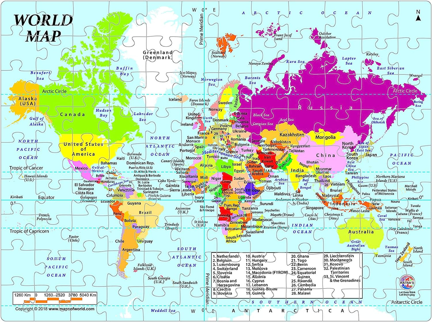 RATNA'S Educational Jigsaw Puzzle Range for Kids - World MAP