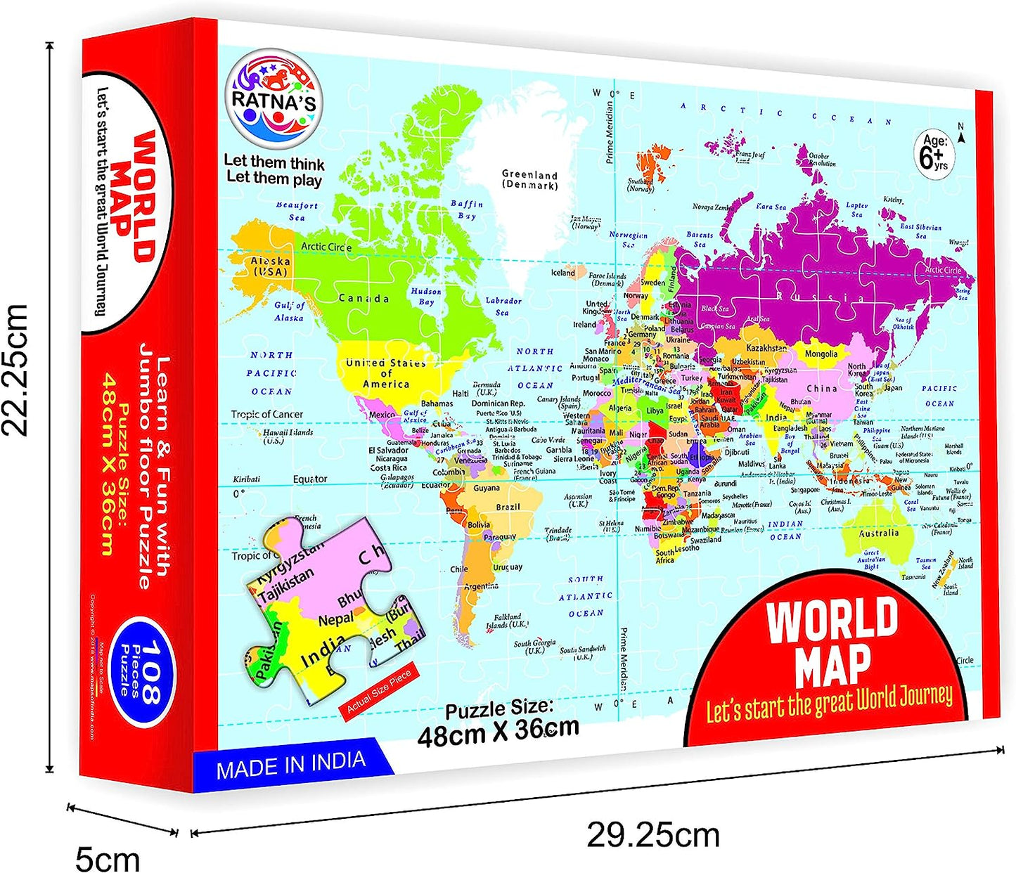 RATNA'S Educational Jigsaw Puzzle Range for Kids - World MAP