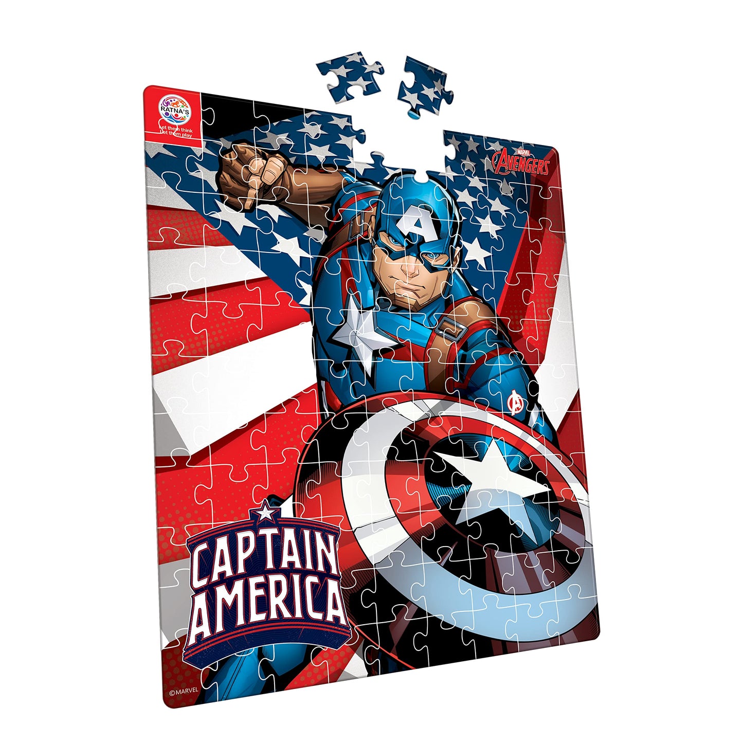 Ratna's 99 Pieces Disney & Marvel Series Jigsaw Puzzle for Kids. Puzzle Size 44.5cm X 37cm (Captain America)