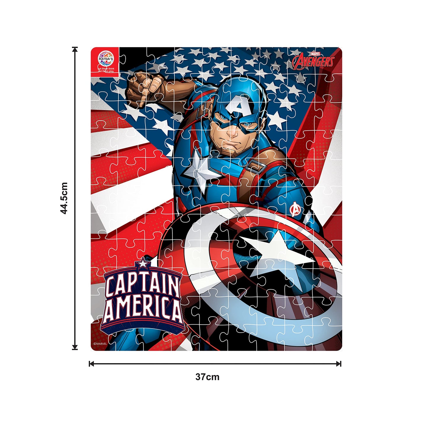 Ratna's 99 Pieces Disney & Marvel Series Jigsaw Puzzle for Kids. Puzzle Size 44.5cm X 37cm (Captain America)