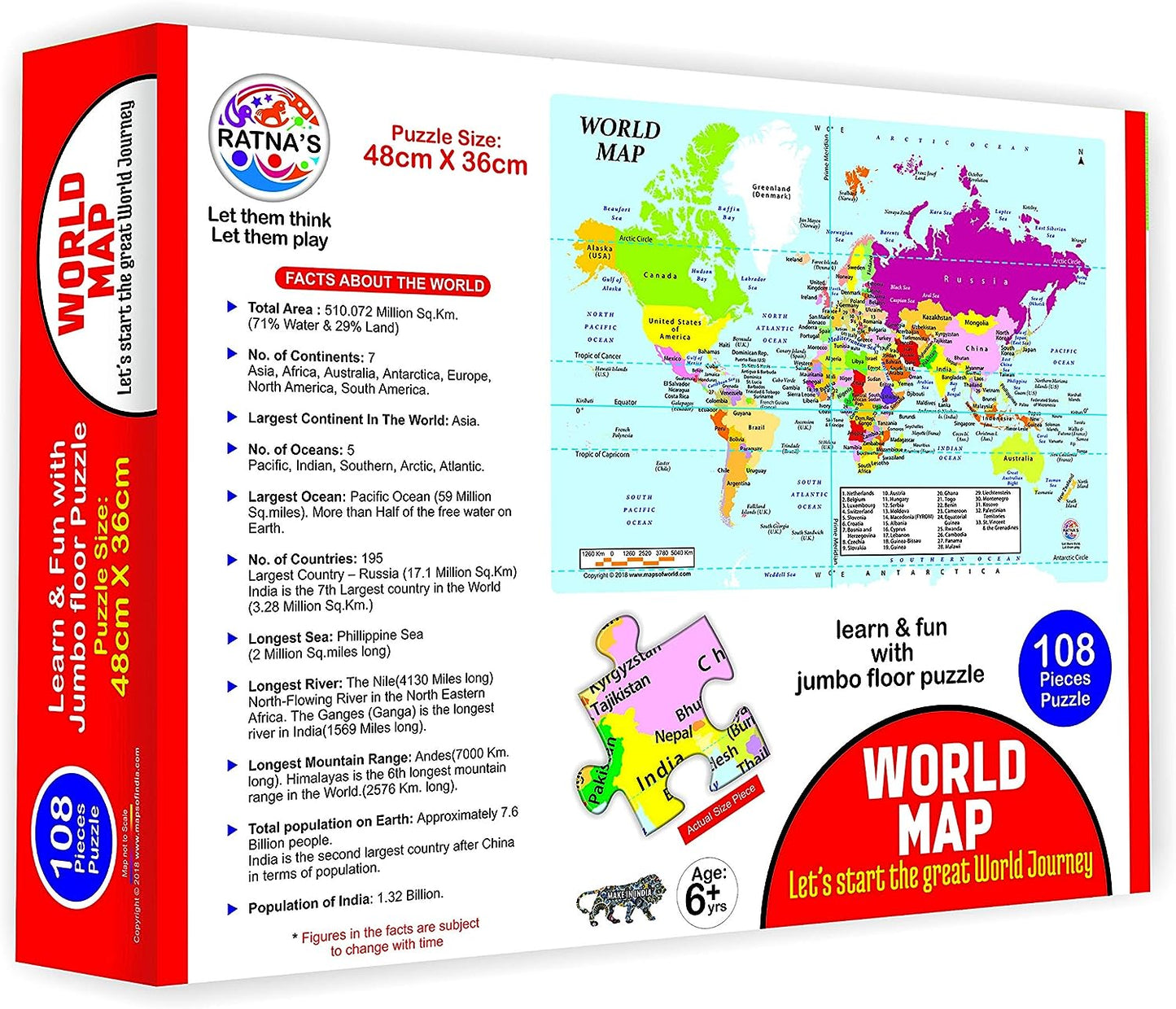 RATNA'S Educational Jigsaw Puzzle Range for Kids - World MAP