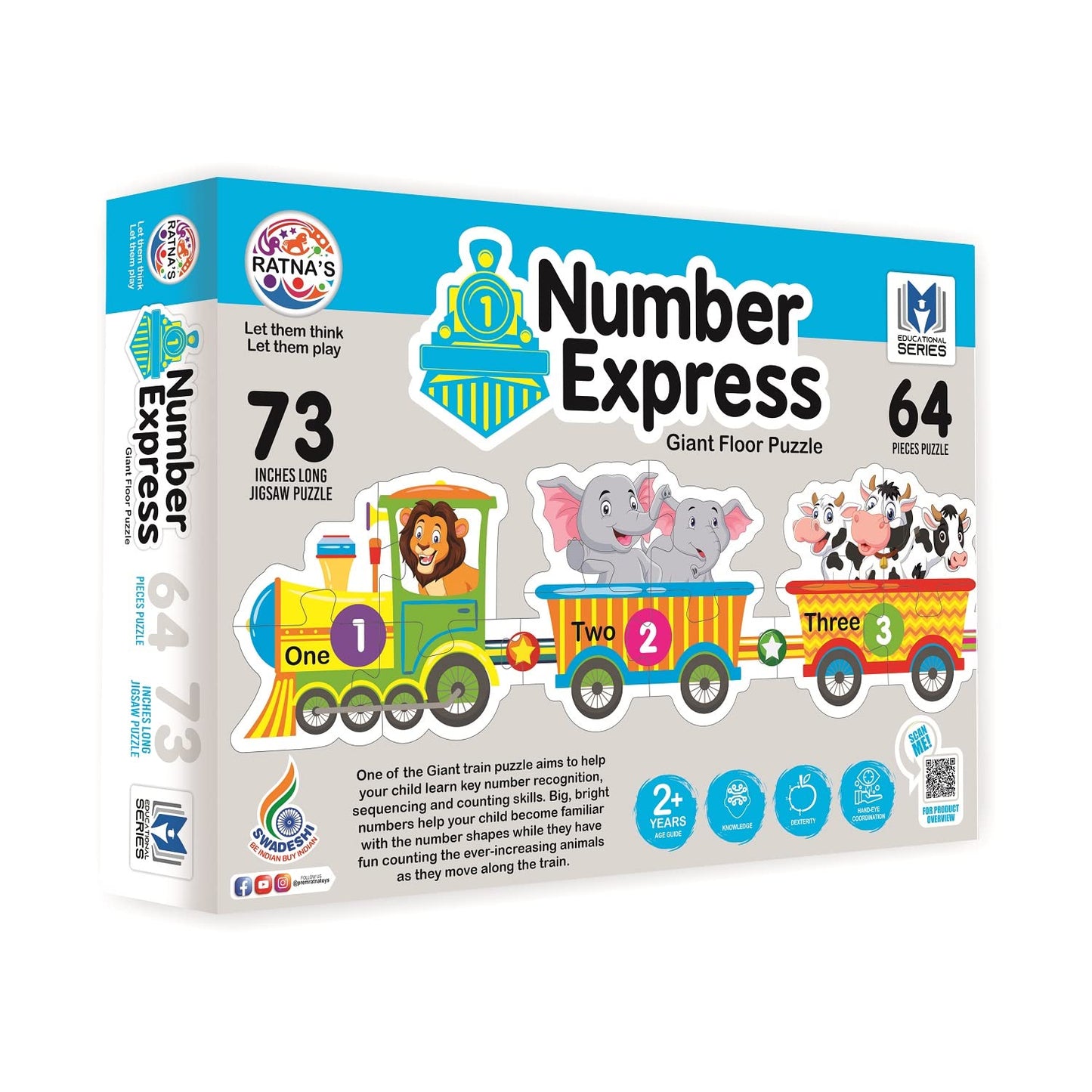 Ratna's Number Express Educational Giant Floor Train Puzzle for Kids 2+ years