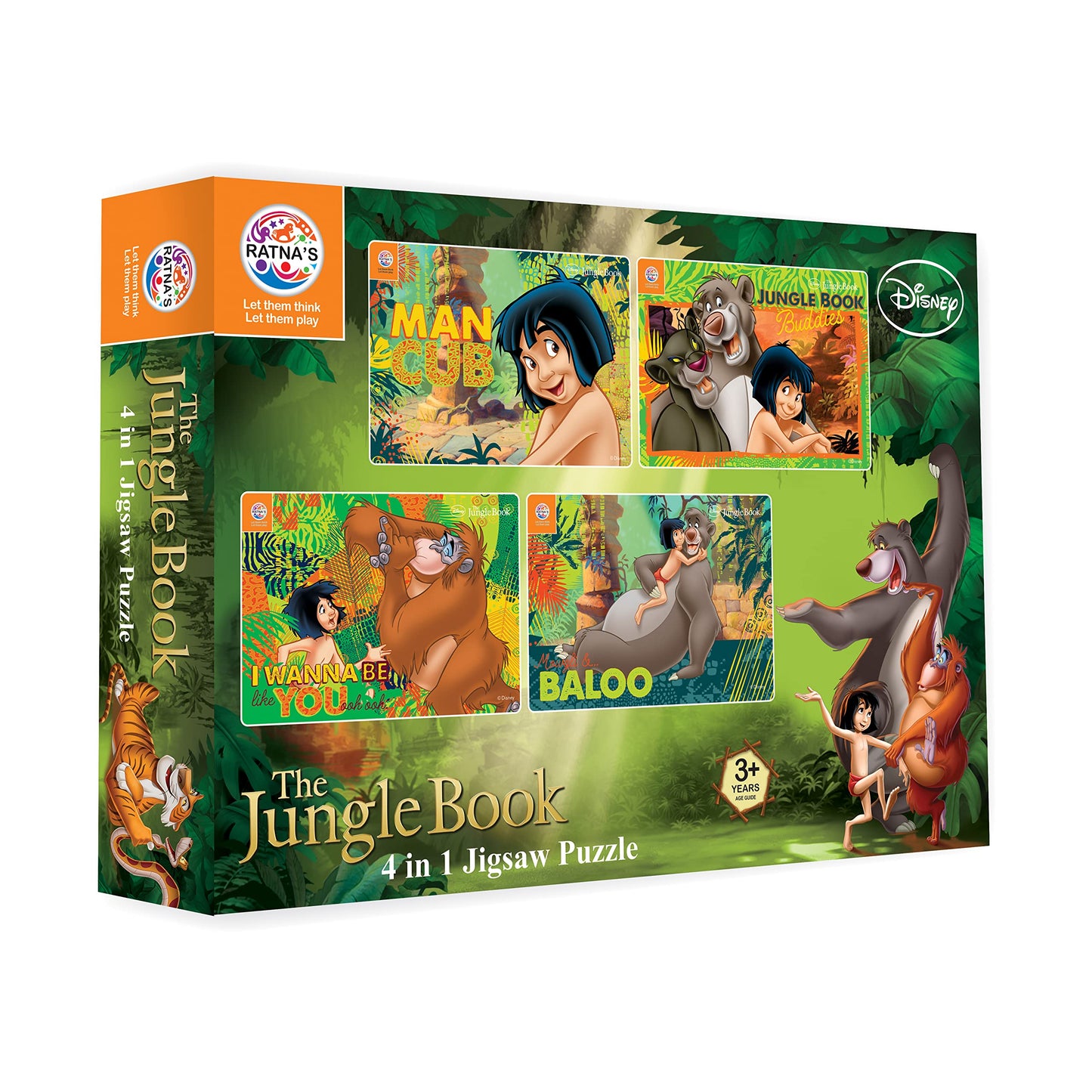 Ratna's 4 in 1 Disney Jigsaw Puzzle 140 Pieces for Kids. 4 Jigsaw Puzzles 35 Pieces Each (Jungle Book)