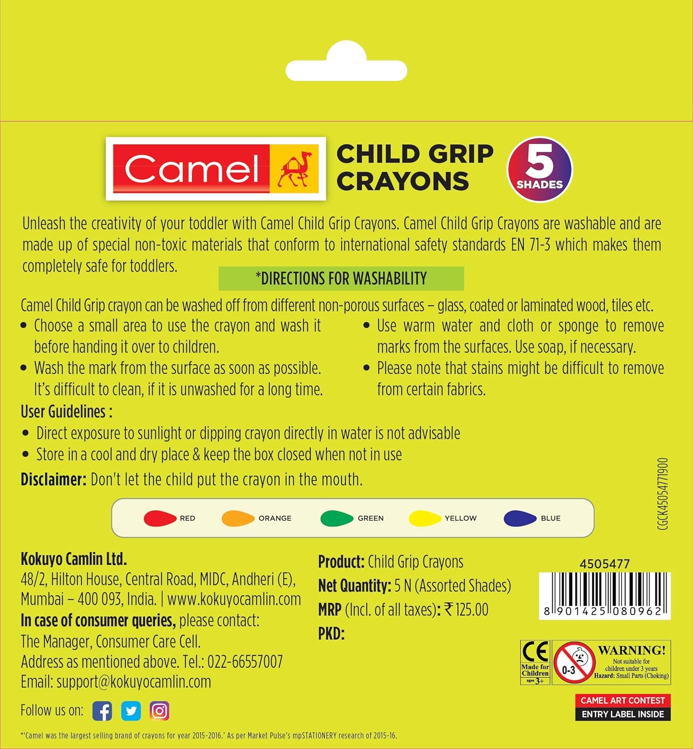 Camlin Camel Child Grip Crayon Set