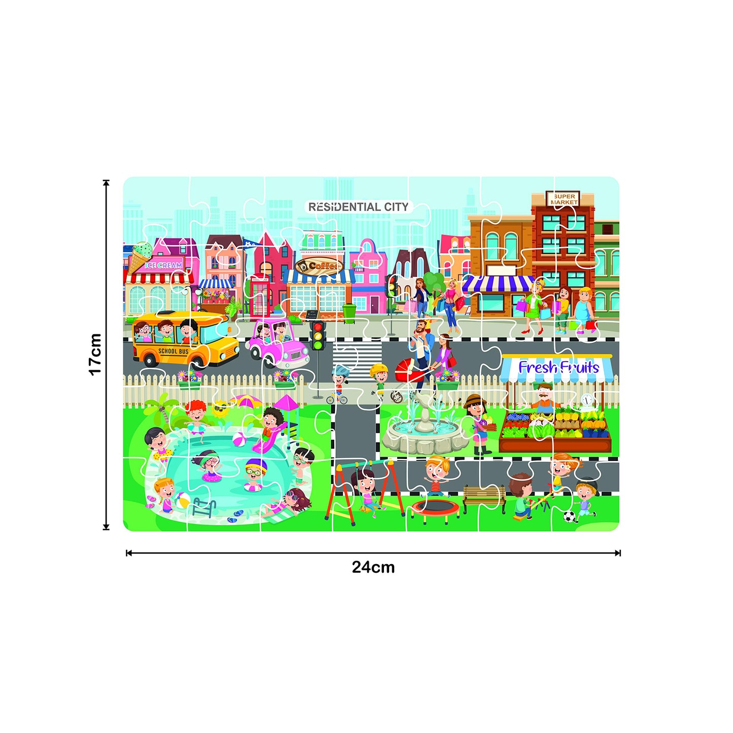 Ratna's 4 in 1 City & Village Life Jigsaw Puzzle for Kids. 4 Jigsaw Puzzles with 35 Pieces Each (Commercial City, Residential City, Village & Village Farming)