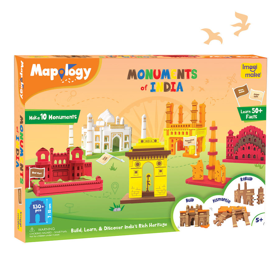 Imagimake Mapology Monuments of India - Construction Set - Make 10 Monuments - Educational Toy for Boys & Girls Above 5 Years (Multicolour) (10 Pieces)