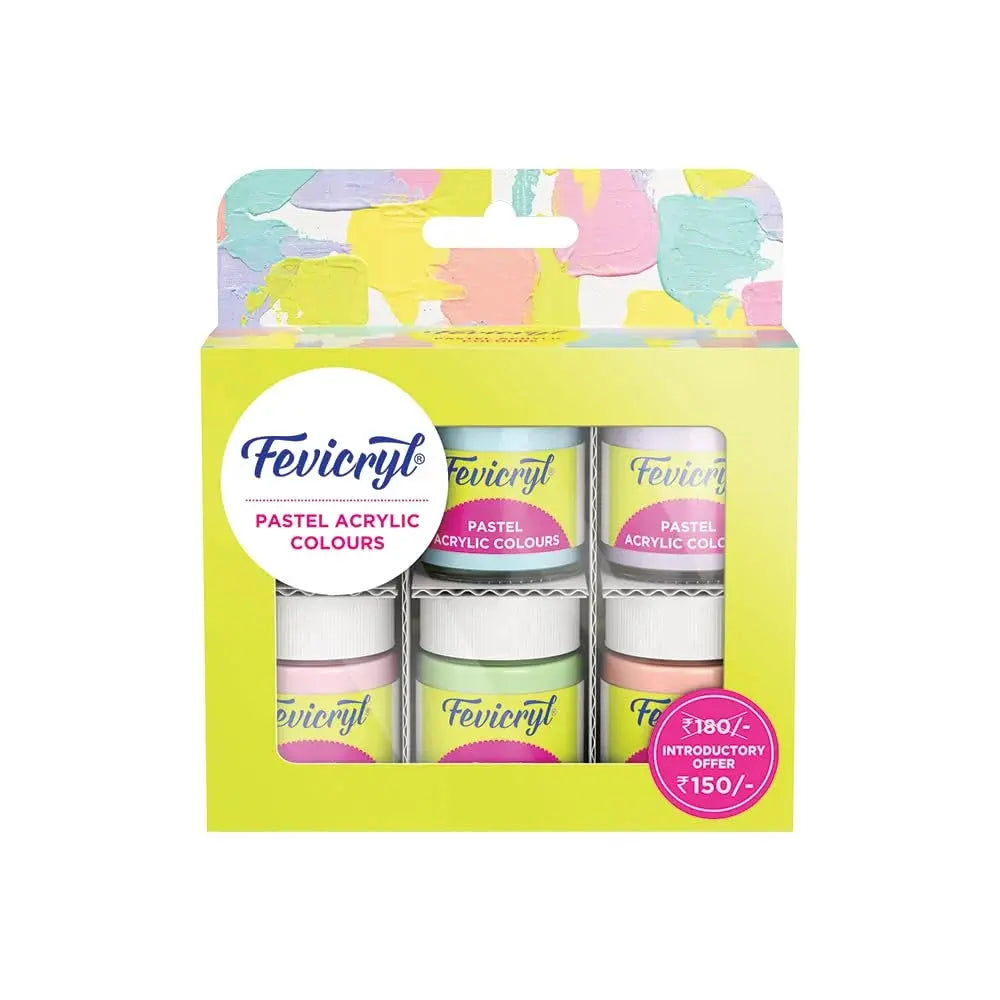 Pidlite Fevicryl Multi Surface Pastel Acrylic Colours Kit 6 Shades X 15Ml