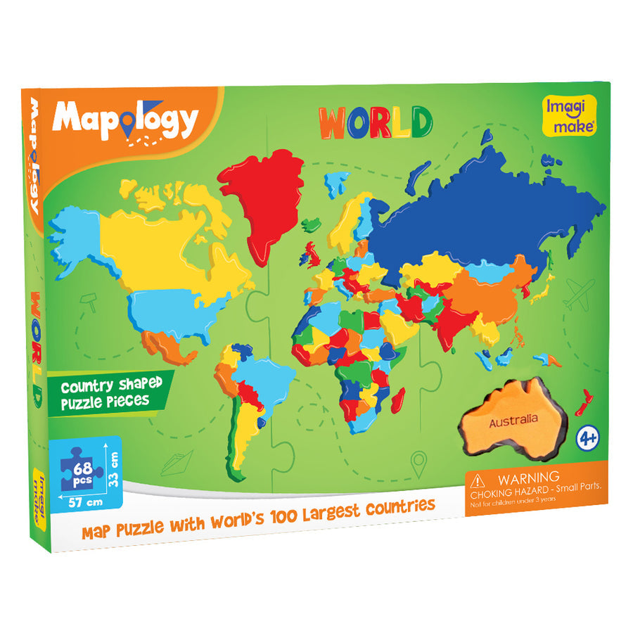 Imagimake: Mapology World- World Map and Its Countries- Learning Aid & Educational Toy- Jigsaw Puzzle- for Kids Age 4 and Above (Mapology World)