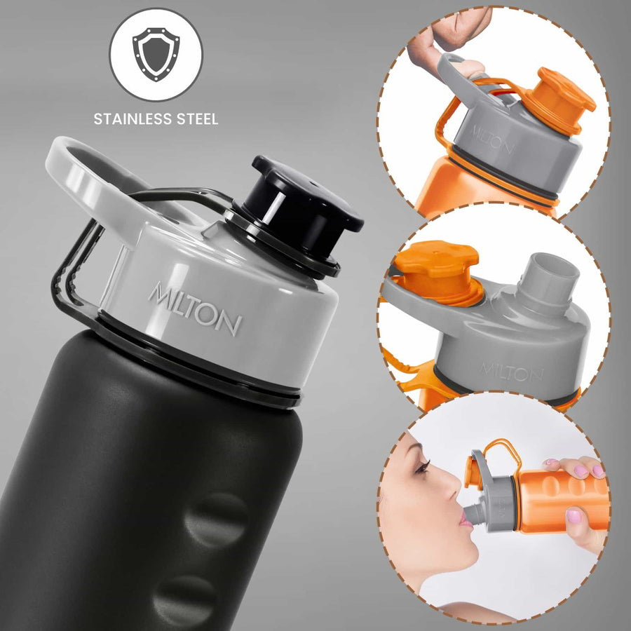 Milton Gripper 750 Stainless Steel Water Bottle, 750 ml, | Leak Proof | Easy Grip | Light Weight | Easy to Carry