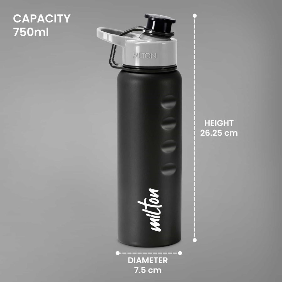 Milton Gripper 750 Stainless Steel Water Bottle, 750 ml, | Leak Proof | Easy Grip | Light Weight | Easy to Carry