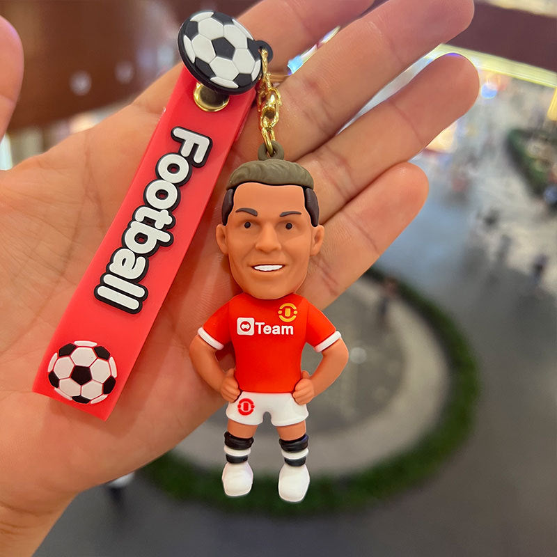 Soccer Star Cristiano Ronaldo Keychain Portuguese Football Player Figure, Bag Pendant Collection, Ideal Gift for Football Fans -8 cm