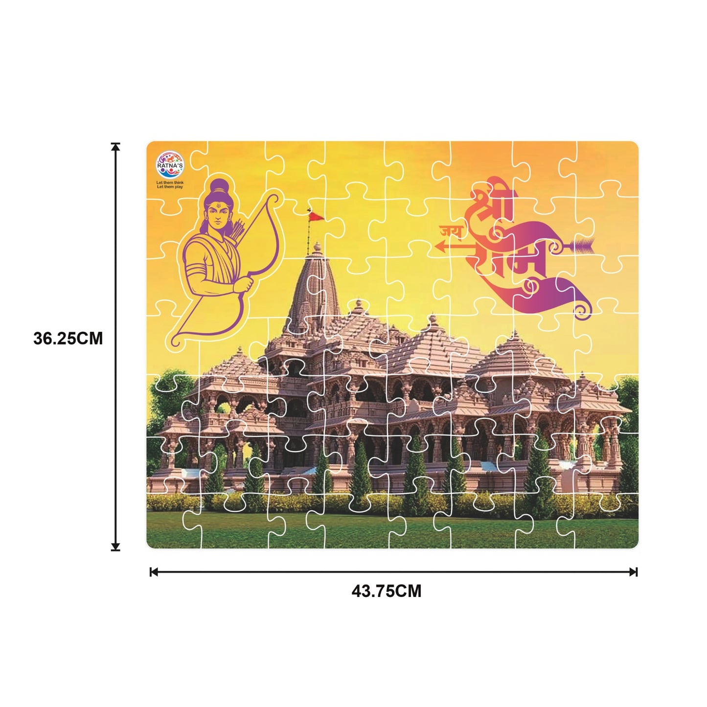 Ratna's 55 Pieces Ram Mandir Jigsaw Puzzle for Kids. Puzzle Size 43.75cm X 36.25cm