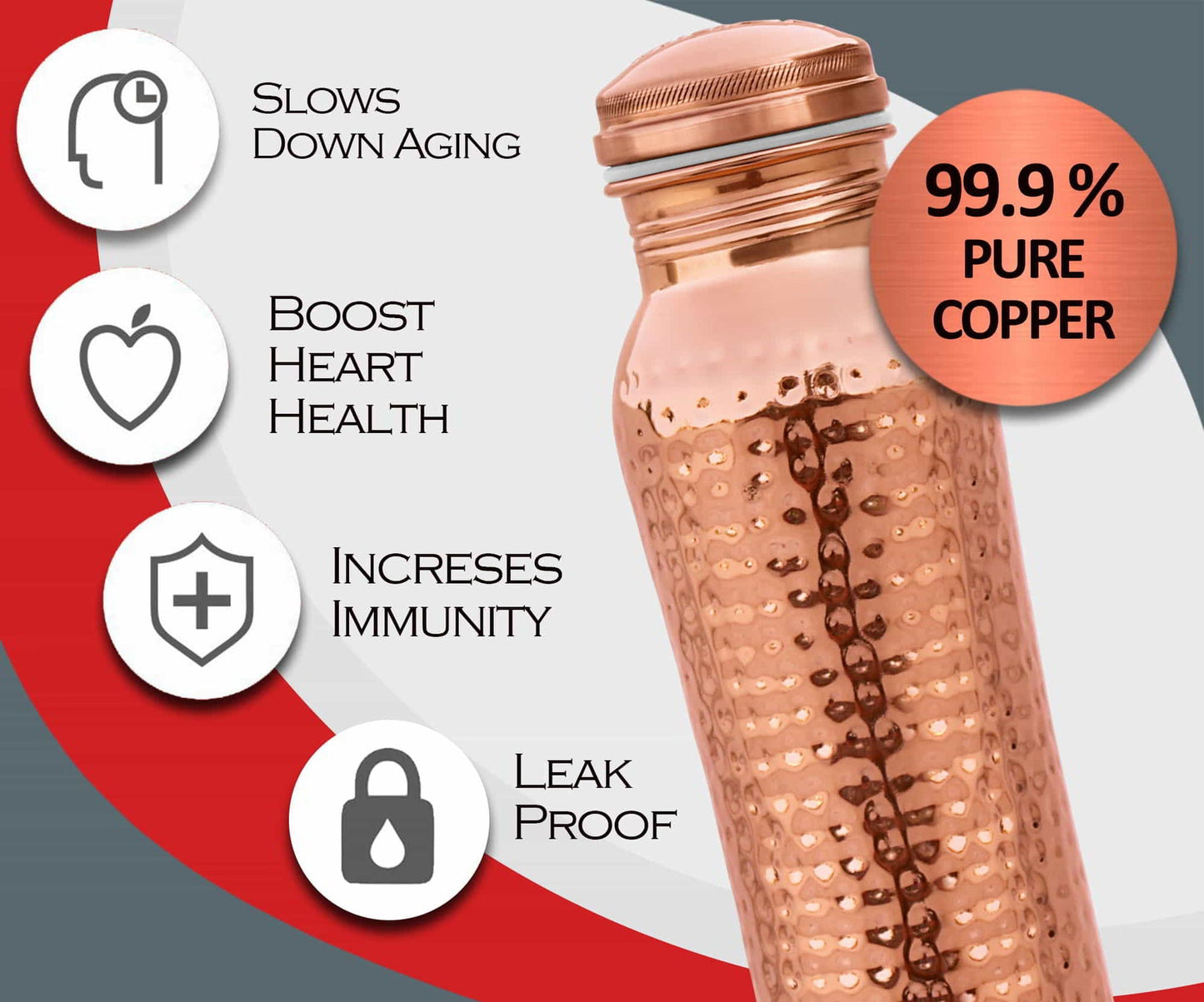 Milton Jewel 1000 Water Bottle, 920 ml, 1 Piece, Copper | 100% Leak Proof | Office Bottle | Gym Bottle | Yoga Bottle | Home | Kitchen | Hiking | Treking Bottle | Travel Bottle