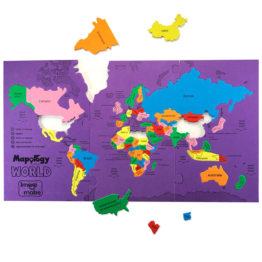 Imagimake: Mapology World- World Map and Its Countries- Learning Aid & Educational Toy- Jigsaw Puzzle- for Kids Age 4 and Above (Mapology World)