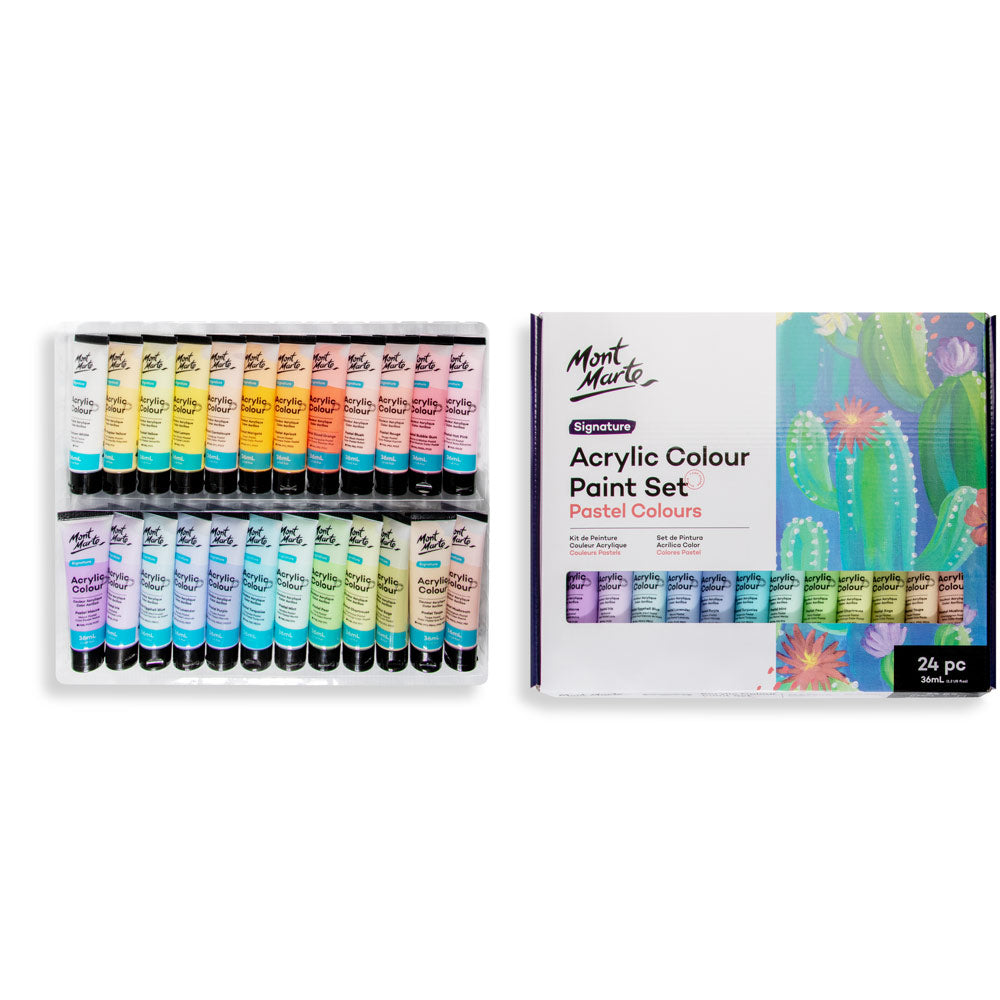 Mont Marte Acrylic Colour Pastel Paint Set Signature 24pc x 36ml