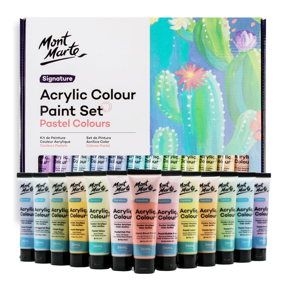 Mont Marte Acrylic Colour Pastel Paint Set Signature 24pc x 36ml