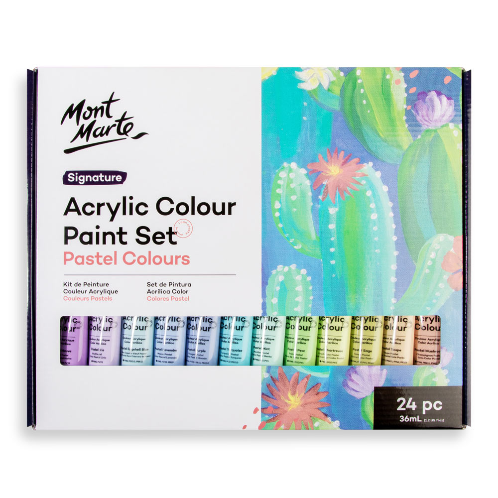 Mont Marte Acrylic Colour Pastel Paint Set Signature 24pc x 36ml