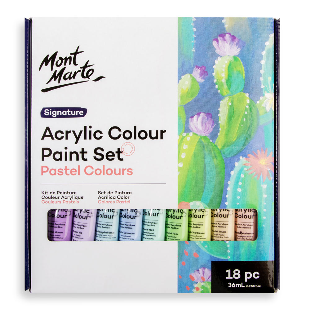 Mont Marte Acrylic Colour Pastel Paint Set Signature 18pc x 36ml