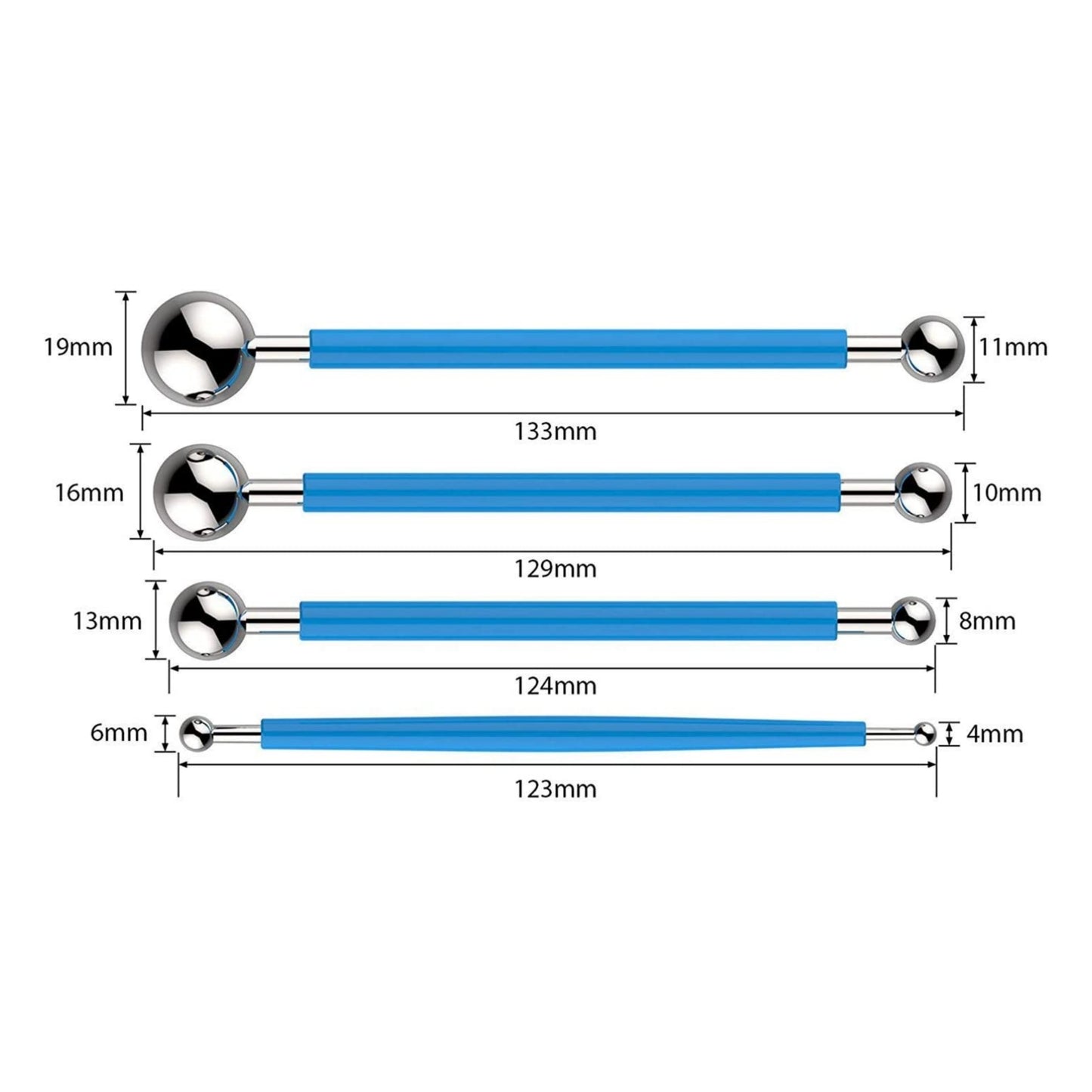 Embossing Double Side Steel Ball 4 PC's Tool