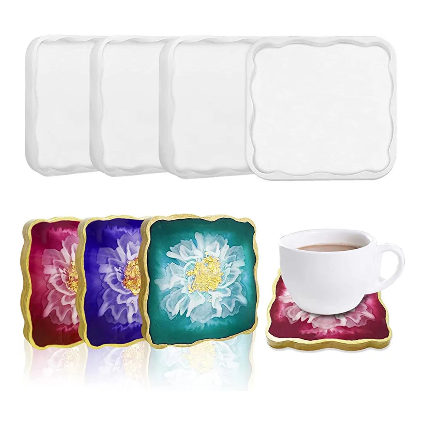 Silicone Mould Square Agate Coaster 4 Inch