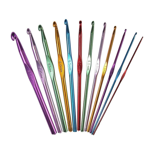 Aluminum Crochet Hooks Knitting Needles Set with Case (Multicolor) - 12 Pieces