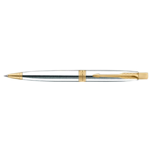 Parker Aster Shiny Chrome Gold Trim Ball Pen