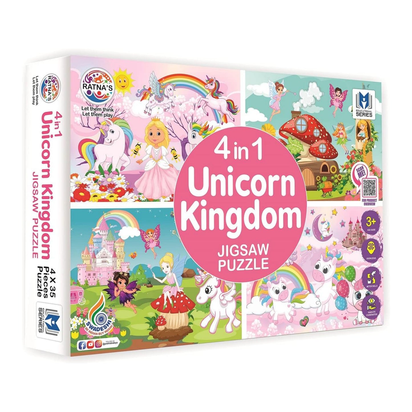 Ratna's 4 in 1 Unicorn Kingdom Jigsaw Puzzle for Kids | A Perfect Jigsaw Puzzle for Little Hands | 4 * 35 Pieces Jigsaw Puzzle