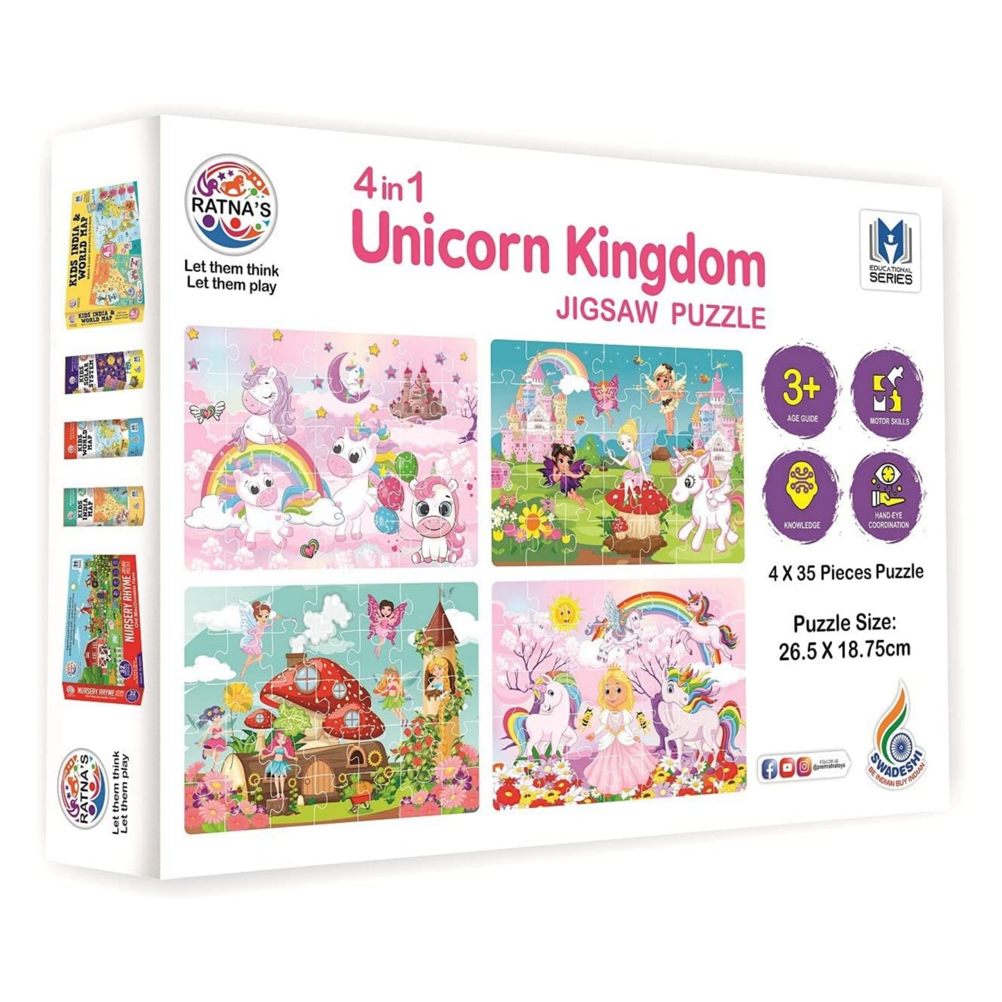 Ratna's 4 in 1 Unicorn Kingdom Jigsaw Puzzle for Kids | A Perfect Jigsaw Puzzle for Little Hands | 4 * 35 Pieces Jigsaw Puzzle