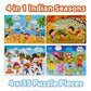 Ratna's 4 in 1 Indian Seasons Jigsaw Puzzle for Kids - Set of 4 | 35-Piece Puzzles | Educational Toy for Cognitive Development | Vibrant Colors | Puzzle Guide Included | Ages 3 and Up