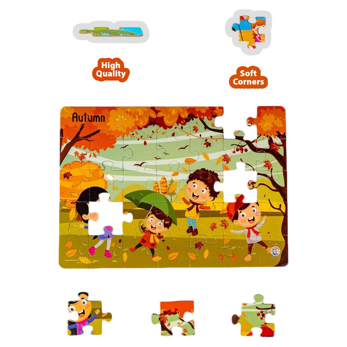 Ratna's 4 in 1 Indian Seasons Jigsaw Puzzle for Kids - Set of 4 | 35-Piece Puzzles | Educational Toy for Cognitive Development | Vibrant Colors | Puzzle Guide Included | Ages 3 and Up