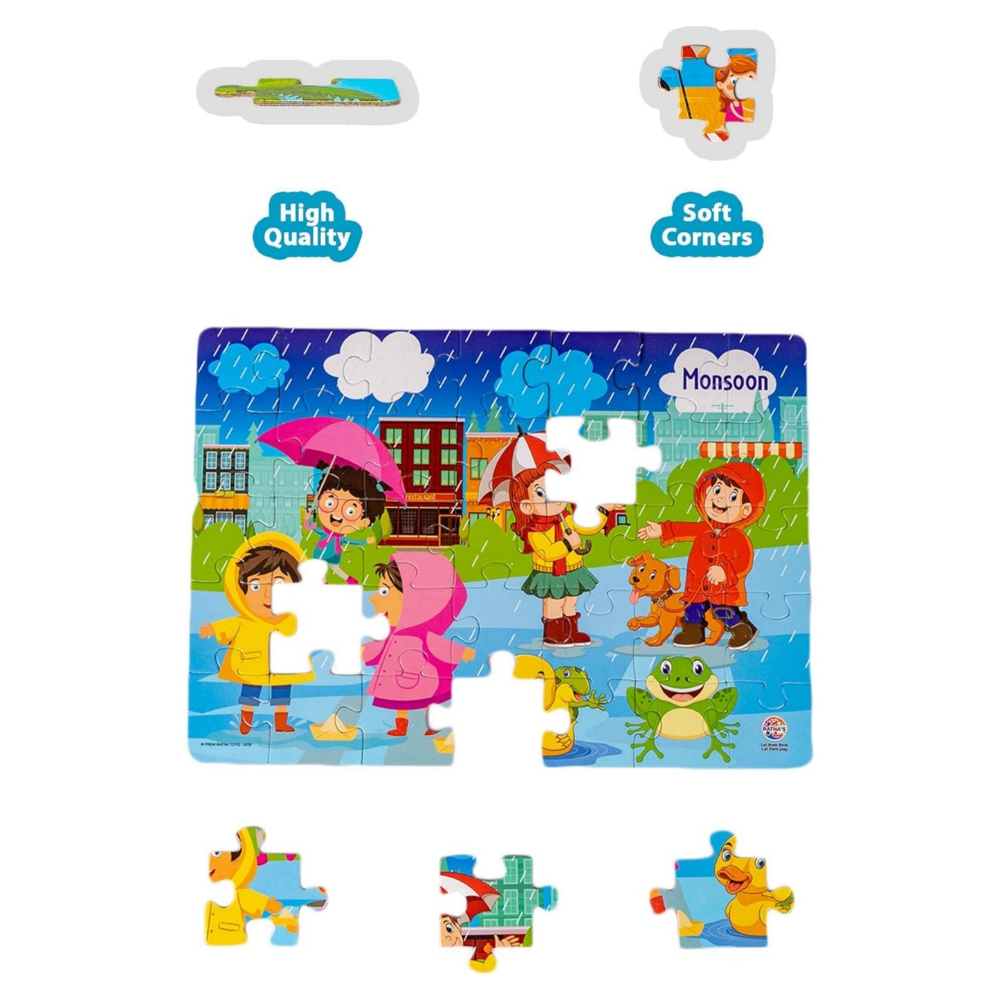 Ratna's 4 in 1 Indian Seasons Jigsaw Puzzle for Kids - Set of 4 | 35-Piece Puzzles | Educational Toy for Cognitive Development | Vibrant Colors | Puzzle Guide Included | Ages 3 and Up