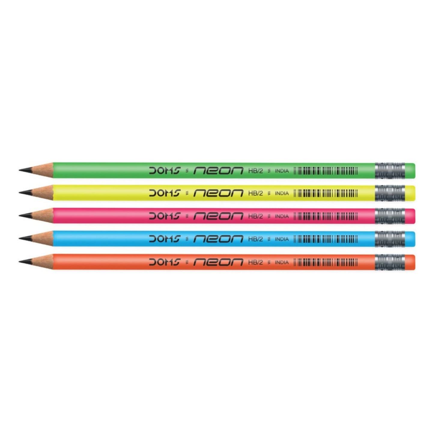 Doms Neon Eraser Tipped HB/2 Super Dark Graphite Pencils Pack  of 10